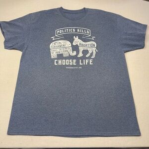 Blue Graphic T-Shirt - Politics Kills - Size XL